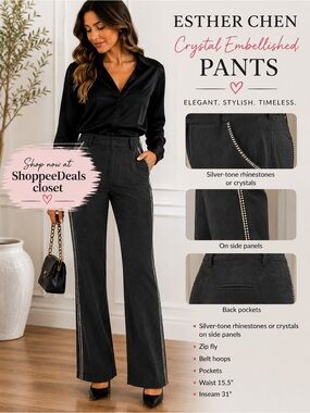 Esther Chen Crystal Embellished Straight Leg Pants – Women’s Size 10